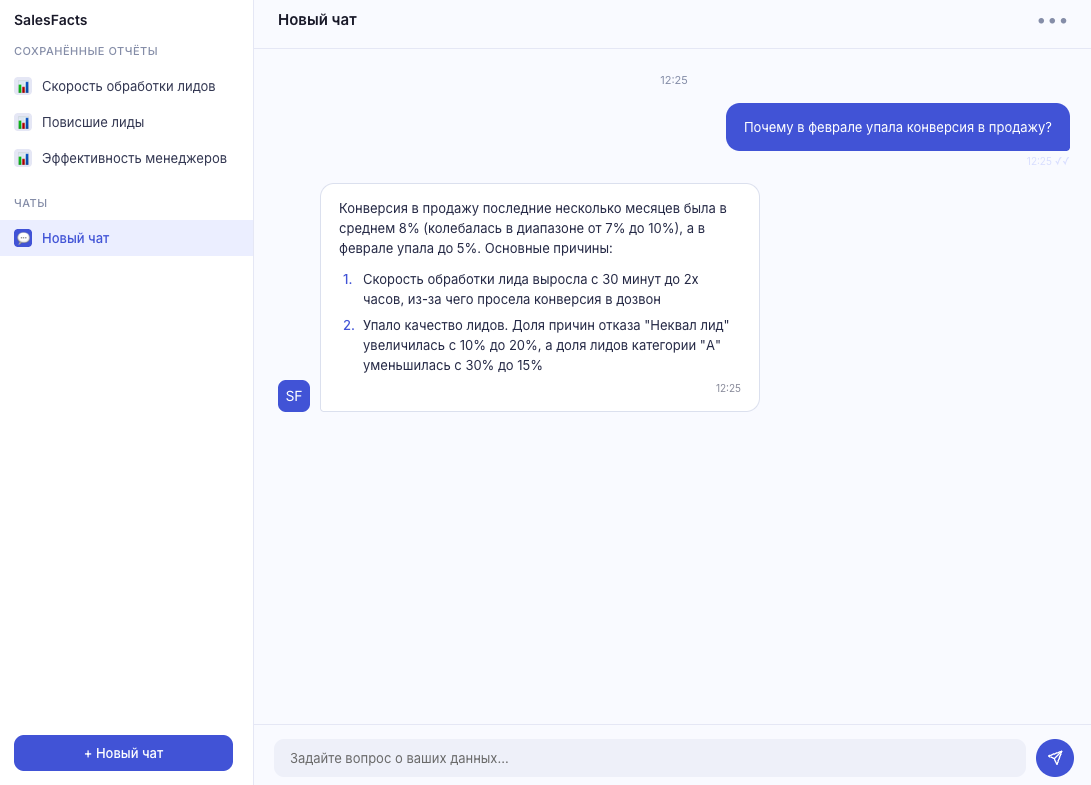 Интерфейс SalesFacts — диалог